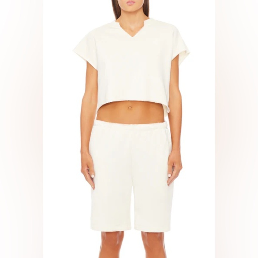 Eterne Terry Raglan Cutoff Top & Boyfriend Short - Picture 3 of 10